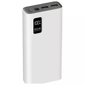 Внешний аккумулятор PERO PB06 20000 mAh, Li-Pol, output USB-C + 2 USB-A, белый