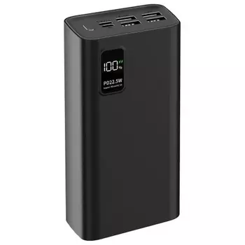 Внешний аккумулятор PERO PB07 30000 mAh, Li-Pol, output USB-C + 4 USB-A, черный