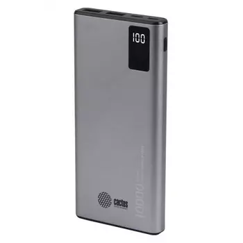 Внешний аккумуляторм Cactus CS-PBFSLT-10000 10000mAh 3A 2xUSB серый