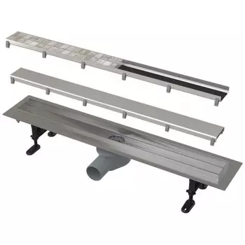 Водоотводящий желоб AlcaPlast APZ13-DOUBLE9-850 Fit&Go с двухсторонней решеткой (под плитку/сталь)