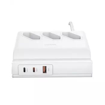 Зарядная док-станция USAMS 65W, Super Si быстрая зарядка, 3 AC + 2 Type-C+ 1 USB Ports, белая (CC160TC01)