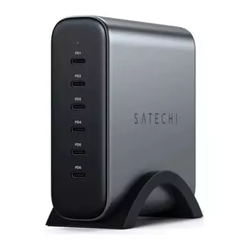 Зарядное устройство Satechi 200W USB-C 6-Port PD GaN Charger EU. Цвет: серый космос