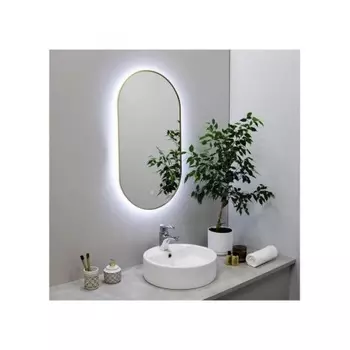 Зеркало FIXSEN с подсветкой LED овальное 50х100 см золото-сатин (FX-3100G)