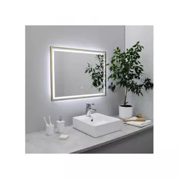 Зеркало FIXSEN с подсветкой LED прямоугольное 100х80 см золото-сатин (FX-2100G)