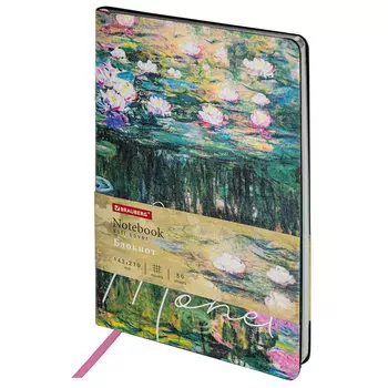 112058, Блокнот А5 (143x210 мм), BRAUBERG VISTA "Claude Monet", под кожу, гибкий, срез фольга, 80 л., 112058