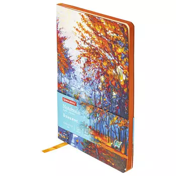 112072, Блокнот А5 (143x210 мм), BRAUBERG VISTA "Aqua Autumn", под кожу, гибкий, 80 л., 112072