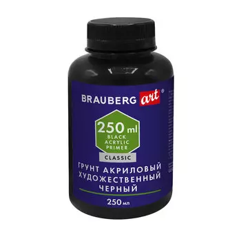 192341, Грунт акриловый художественный, черный, в бутылке, 250 мл, BRAUBERG ART CLASSIC, 192341