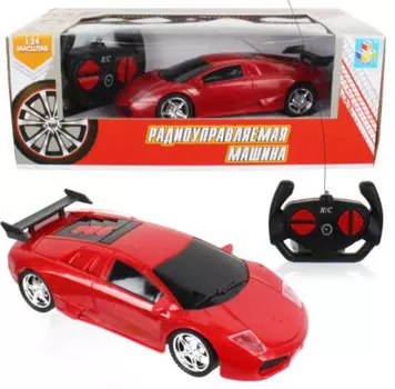 1toy Спортавто Машина на радиоуправлении, 1:24, 27 МГц, 20 см, на батарейках, 2 канала: движение вперед и назад (разворот)