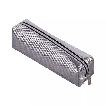 228993, Пенал-косметичка BRAUBERG, глянцевый, мягкий, Celebrity Silver, 21*5*6 см