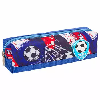270270, Пенал ЮНЛАНДИЯ, 1 отделение, полиэстер, "Football", синий, 19х4х6 см, 270270