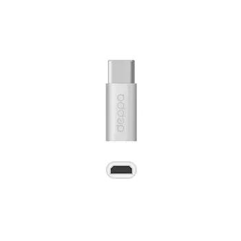 Адаптер Deppa micro USB - USB-C алюминий серебро 73114
