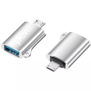 Адаптер PERO AD02 OTG MICRO USB TO USB 2.0, серебристый