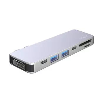 Адаптер USB-C Deppa для MacBook 7-в-1, серебро 73122