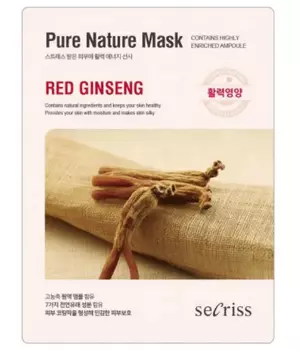 АН Secriss Маска для лица тканевая Secriss Pure Nature Mask Pack- Red ginseng 25мл