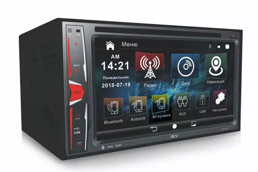 Автомагнитола ACV AVD-6600 2din ресивер 6.2"/800*480/DVD/FM/AM/MP3/USB/AUX/BT/GPS/MirrorLink/4*45Wt/Phone Charge