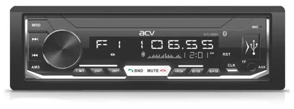 Автомагнитола ACV AVS-816BW 1din/белая/Bluetooth/USB/AUX/SD/FM/4*50