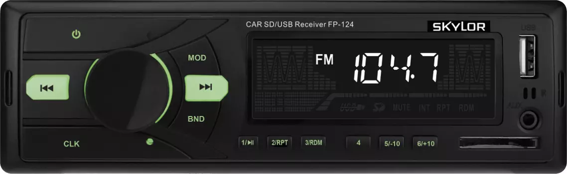 Автомагнитола SKYLOR FP-124 green