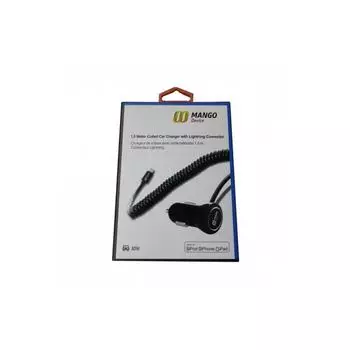 Автомобильное зарядное устройство Mango Device (black, 2.1A с витым кабелем lightning, длина 1,5 м)