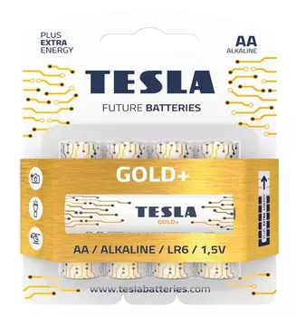 Батарейка Tesla GOLD AA+ 4ks GOLD Alkaline AA (LR06) блистер 4шт.