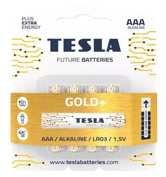 Батарейка Tesla GOLD AAA+4ks GOLD Alkaline AAA (LR03) блистер 4шт.