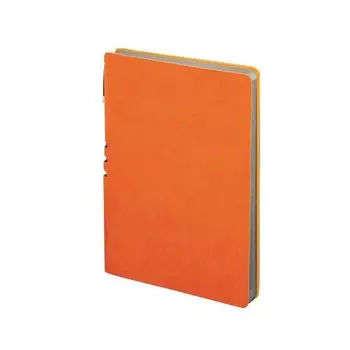 Бизнес-блокнот BRAUBERG VIVELLA, А5-, 140x200 мм, кожзам, линия, 112 листов, ручка, оранжевый, 110951