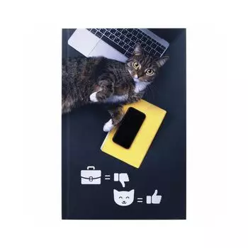 Блокнот А5 (135х206 мм), 80 л., твердый, выборочный лак, клетка, STAFF, "Милый котик", 111603 (5 шт.)
