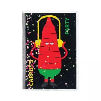 Блокнот с гелевой обложкой МАЛЫЙ ФОРМАТ (110х145 мм) А6, 56 л., скоба, CENTRUM, "Carrot's party", 84274