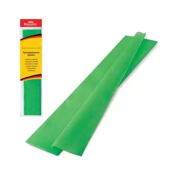 Цветная бумага крепированная BRAUBERG, стандарт, растяжение до 65%, 25 г/м2, европодвес, зеленая, 50х200 см, 124731, (10 шт.)
