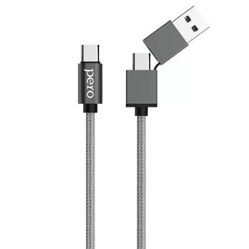 Дата-кабель PERO DC-07 UNIVERSAL 2 in 1, USB-A + PD to Type-C, 1m, Silver