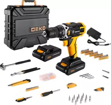 Дрель-шуруповерт аккумуляторная Deko DKCD20FU-Li + набор 195 предметов 063-4135