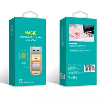Флешка с отпечатком Devia Fingerprint Encryption USB Drive Champagne Gold