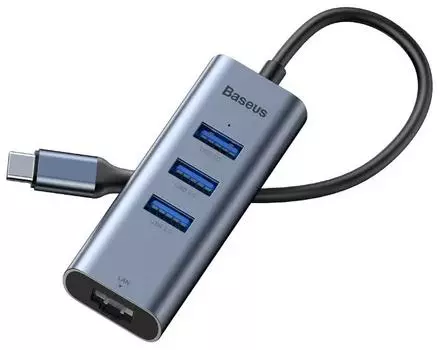 Хаб-разветвитель USB Baseus Enjoy Series Type-C to USB3.0x3 RJ45 Port Grey CAHUB-M0G