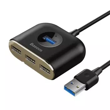 Хаб-разветвитель USB Baseus Square Round 4in1 USB HUB Adapter USB 3.0 - USB 3xUSB 2.0 1m Black CAHUB-AY01