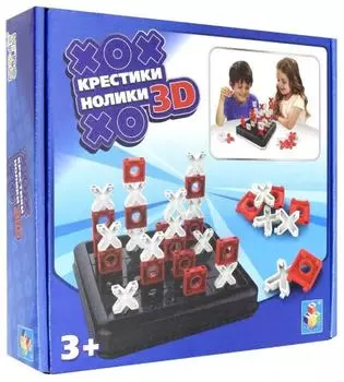 Игра настольная 1TOY ИГРОДРОМ "Крестики-нолики" 3D.