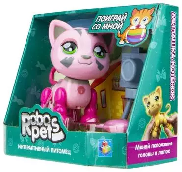 Игрушка интерактивная 1TOY Robo Pets Милашка котенок, розовый