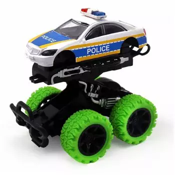 Инерционная полицейская машинка die-cast с зелеными колесами