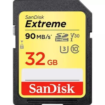 Карта памяти SanDisk 32Gb Extreme SDHC Class 10 UHS-I U3 V30 (SDSDXVE-032G-GNCIN)