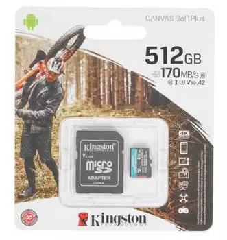 Карта памяти Kingston microSDXC 512Gb Class10 SDCG3/512GB + adapter