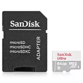 Карта Памяти micro SDXC 64Gb Sandisk Ultra Class 10 UHS-I + ADP (80/10 MB/s)