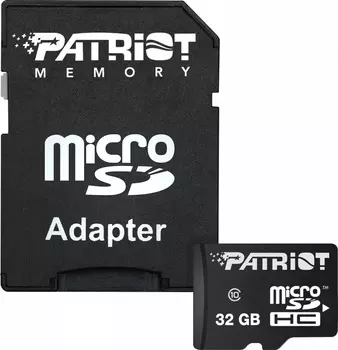 Карта памяти microSDHC 32GB Class10 Patriot (PSF32GMCSDHC10) with adaptor