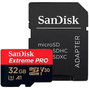 Карта памяти Sandisk Extreme Pro microSDHC 32GB + SD Adapter + Rescue Pro Deluxe 100MB/s A1 C10 V30 UHS-I U3