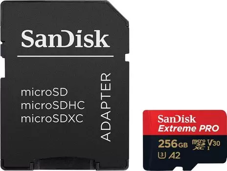 Карта памяти Sandisk Extreme Pro microSDXC 256GB + SD Adapter + Rescue Pro Deluxe 170MB/s A2 C10 V30 UHS-I U3