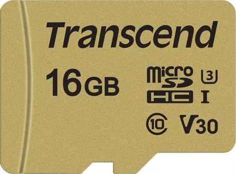 Карта памяти Transcend UHS-I U3 microSD 16GB (TS16GUSD500S)