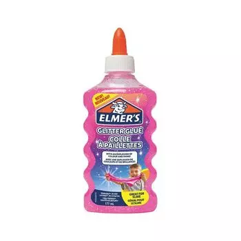 Клей для слаймов канцелярский с блестками ELMERS "Glitter Glue", 177 мл, розовый, 2077249