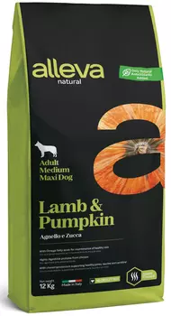 Корм сухой ALLEVA NATURAL DOG Adult Lamb &amp; Pumpkin Medium/Maxi для взрослых собак с ягненком и тыквой 12кг 2189