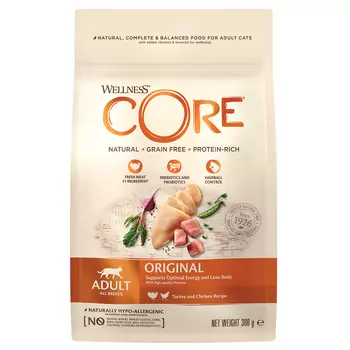Корм сухой CORE из индейки с курицей для взрослых кошек 300 г
