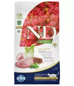 Корм сухой Farmina N&amp;D GF QUINOA DIGESTION LAMB для кошек ягненок и киноа для поддержки пищеварения 1,5 кг