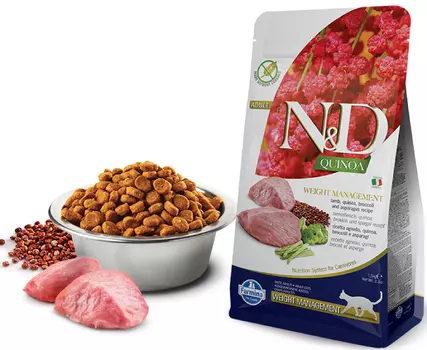 Корм сухой Farmina N&amp;D GF QUINOA WEIGHT MANAGEMENT LAMB для кошек ягненок и киноа для контроля веса 0,3 кг