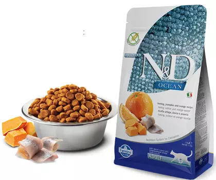 Корм сухой Farmina N&amp;D OCEAN PUMPKIN для кошек сельдь с апельсином и тыквой 1,5 кг