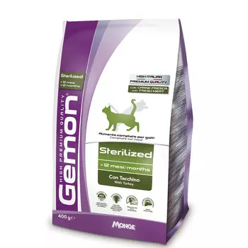 Корм сухой Gemon Cat Sterilised для стерилизованных кошек с индейкой 400г